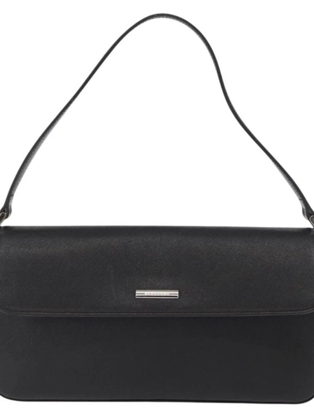 BURBERRY Shoulder Bag Leather Black Gold Auth BA9035 - Picture 2 of 16